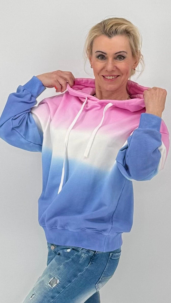 Hoodie rosa/weiß/blau