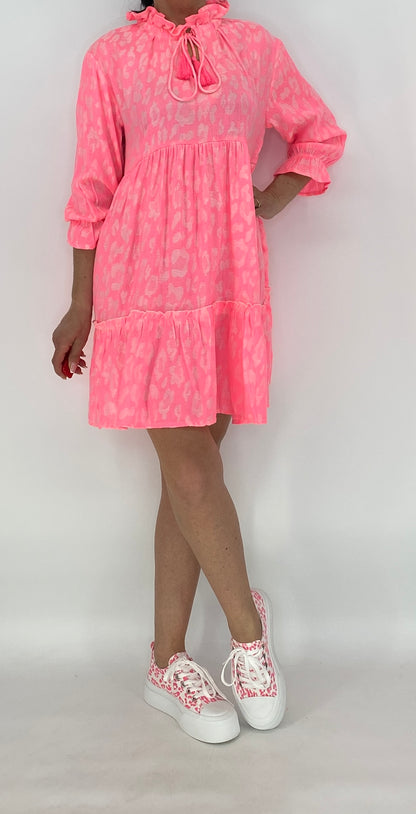 Kleid 100% Viskose neonrosa