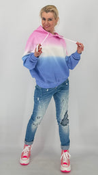 Hoodie rosa/weiß/blau