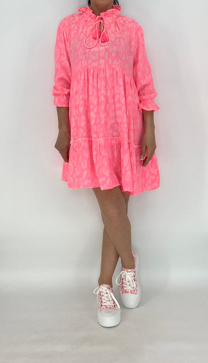Kleid 100% Viskose neonrosa