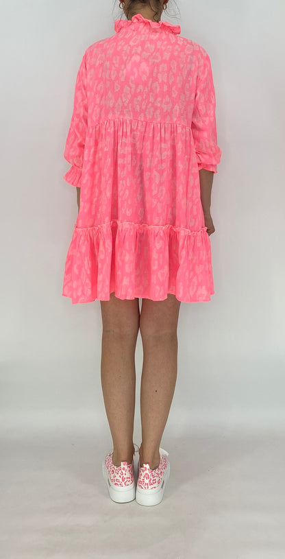 Kleid 100% Viskose neonrosa