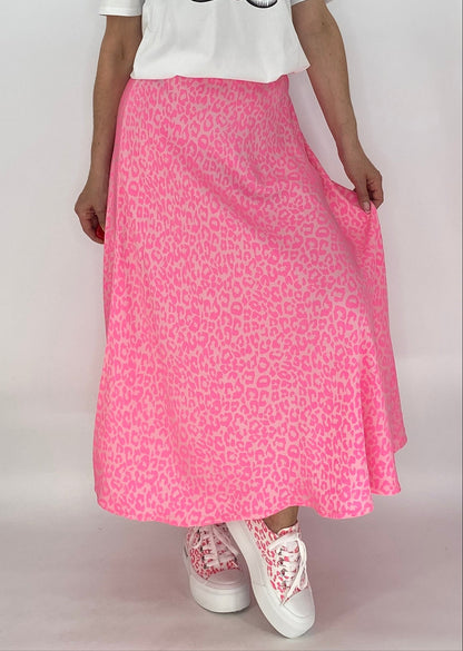 Midi Rock Viscose/Seide, rosa/pink