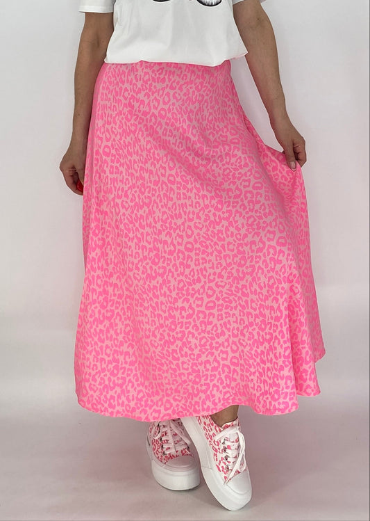Midi Rock Viscose/Seide, rosa/pink