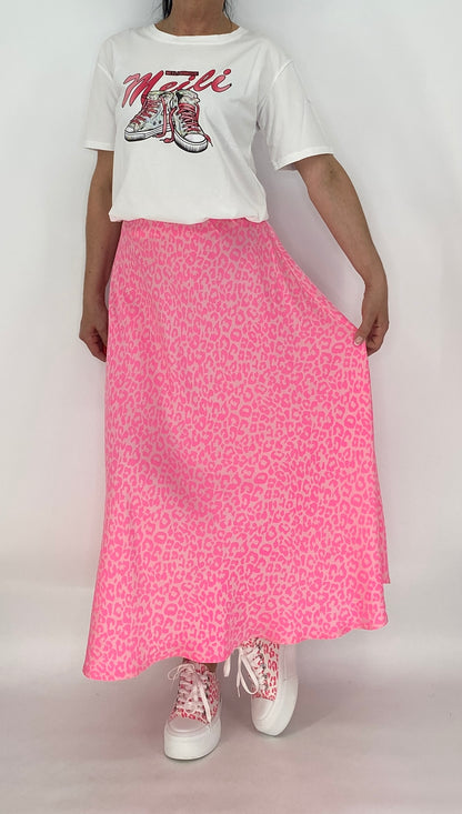 Midi Rock Viscose/Seide, rosa/pink