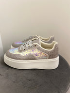 Sneaker, silber Strass/Pailletten LS-779