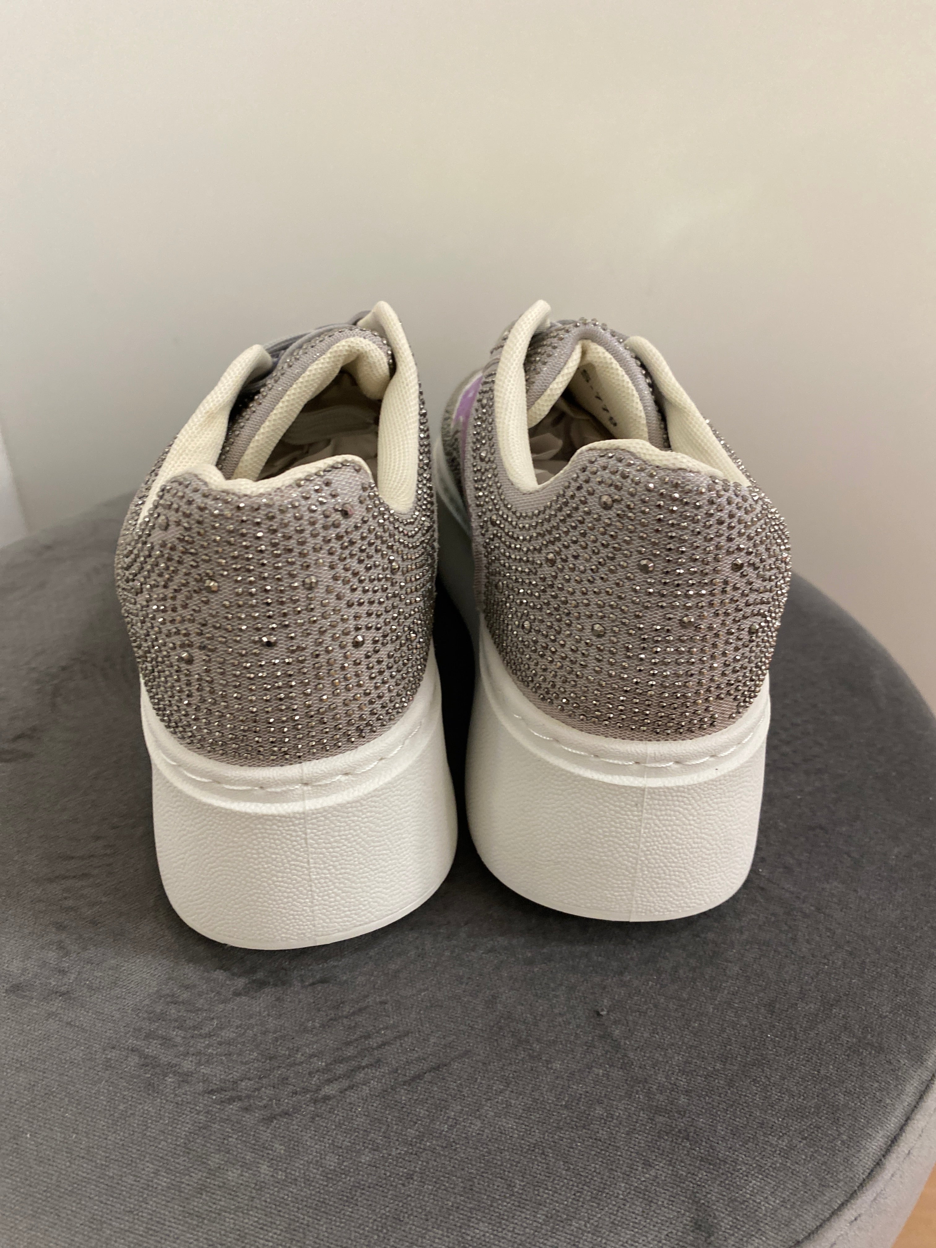 Sneaker, silber Strass/Pailletten LS-779