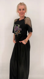 Stylisches Shirt mit Glitzer-Print, weiß, schwarz