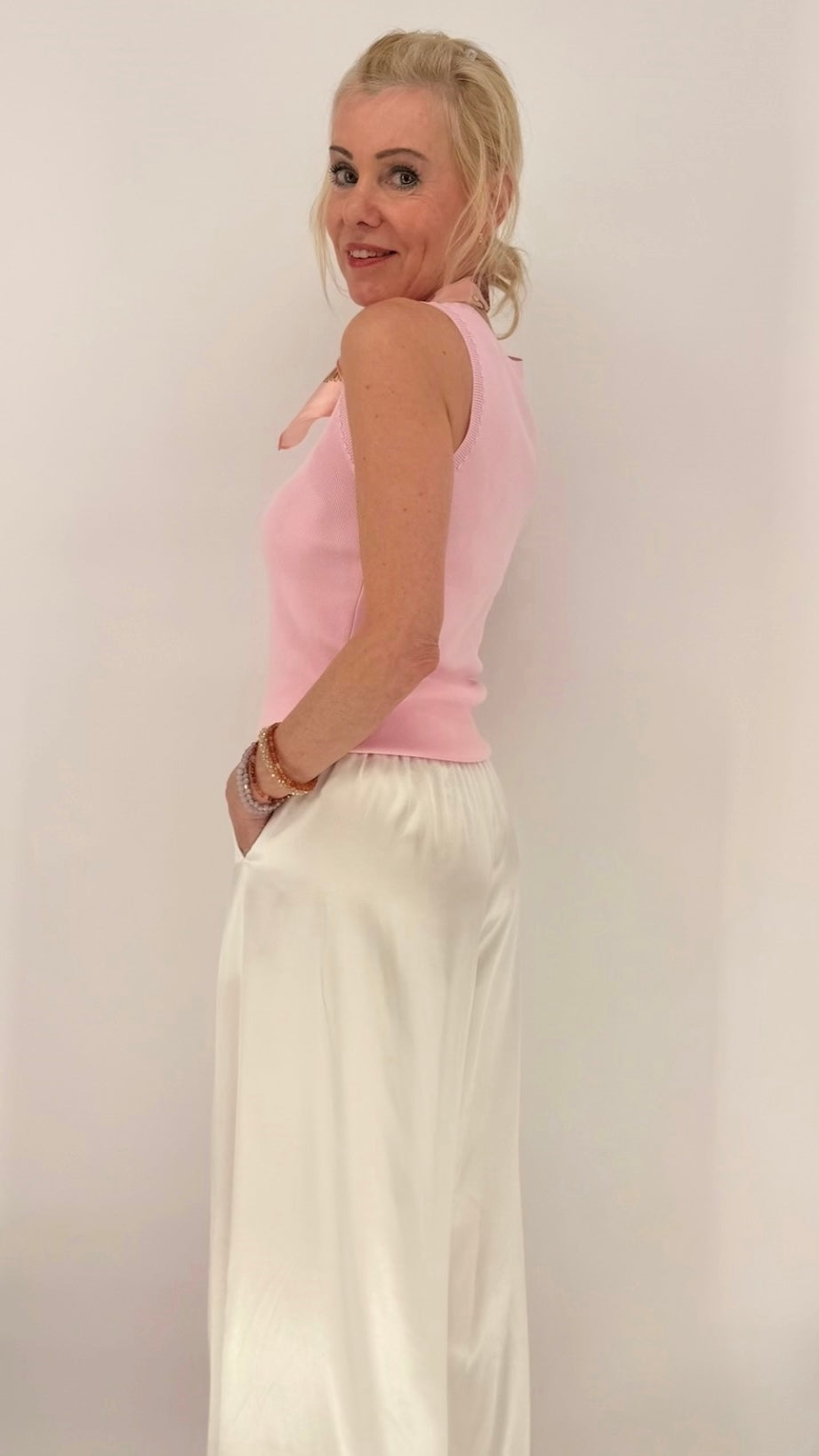 Top "CHERRY",  beige, schwarz, rosa