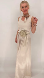 Elegante Palazzo Hose 100% Viskose, in Beige