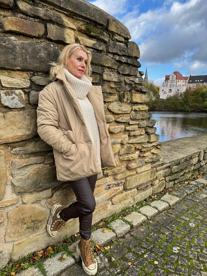 Jacke, beige, grün knöpfen