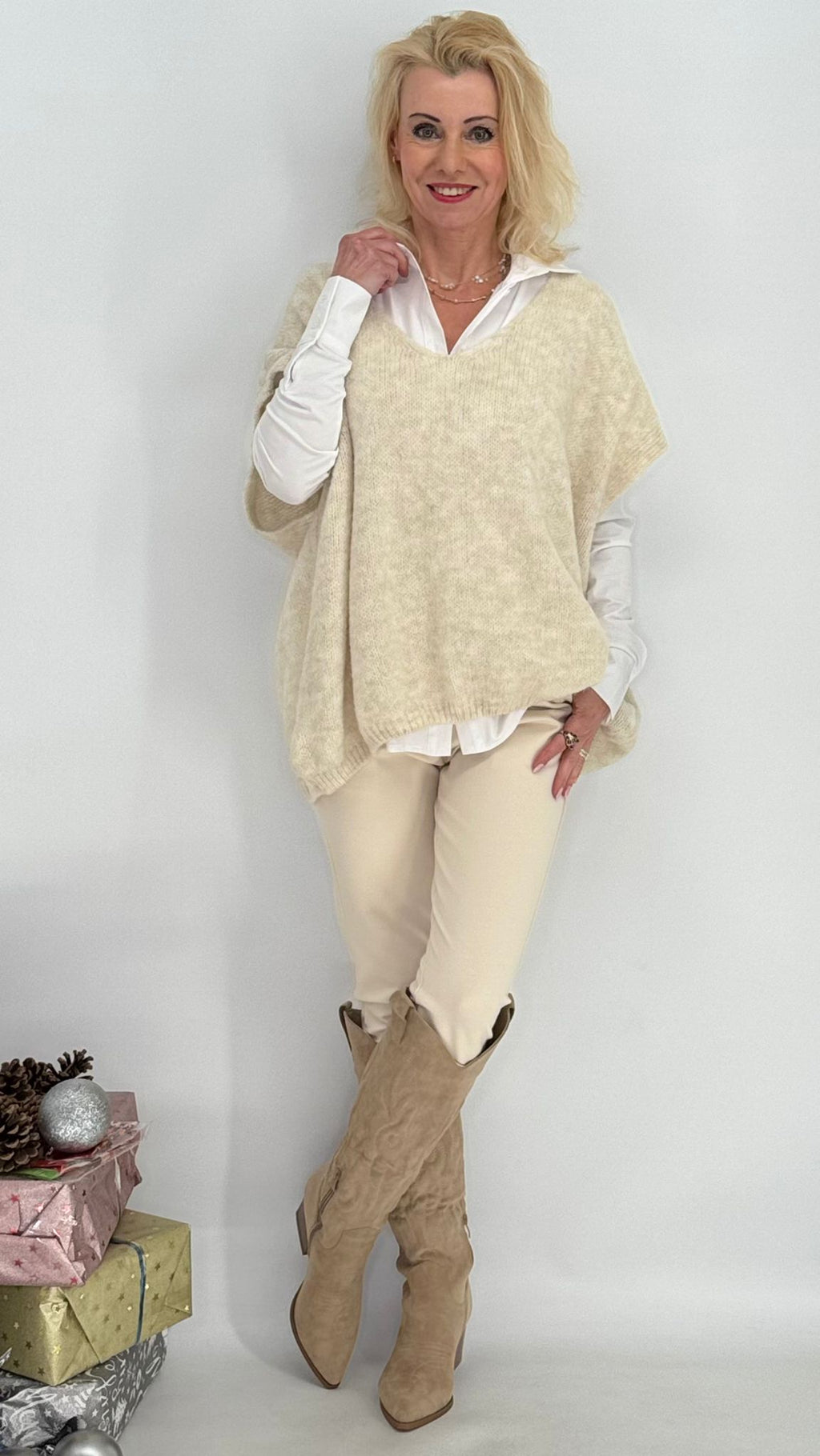 Pullunder aus Wolle, beige, blau, grau, schwarz