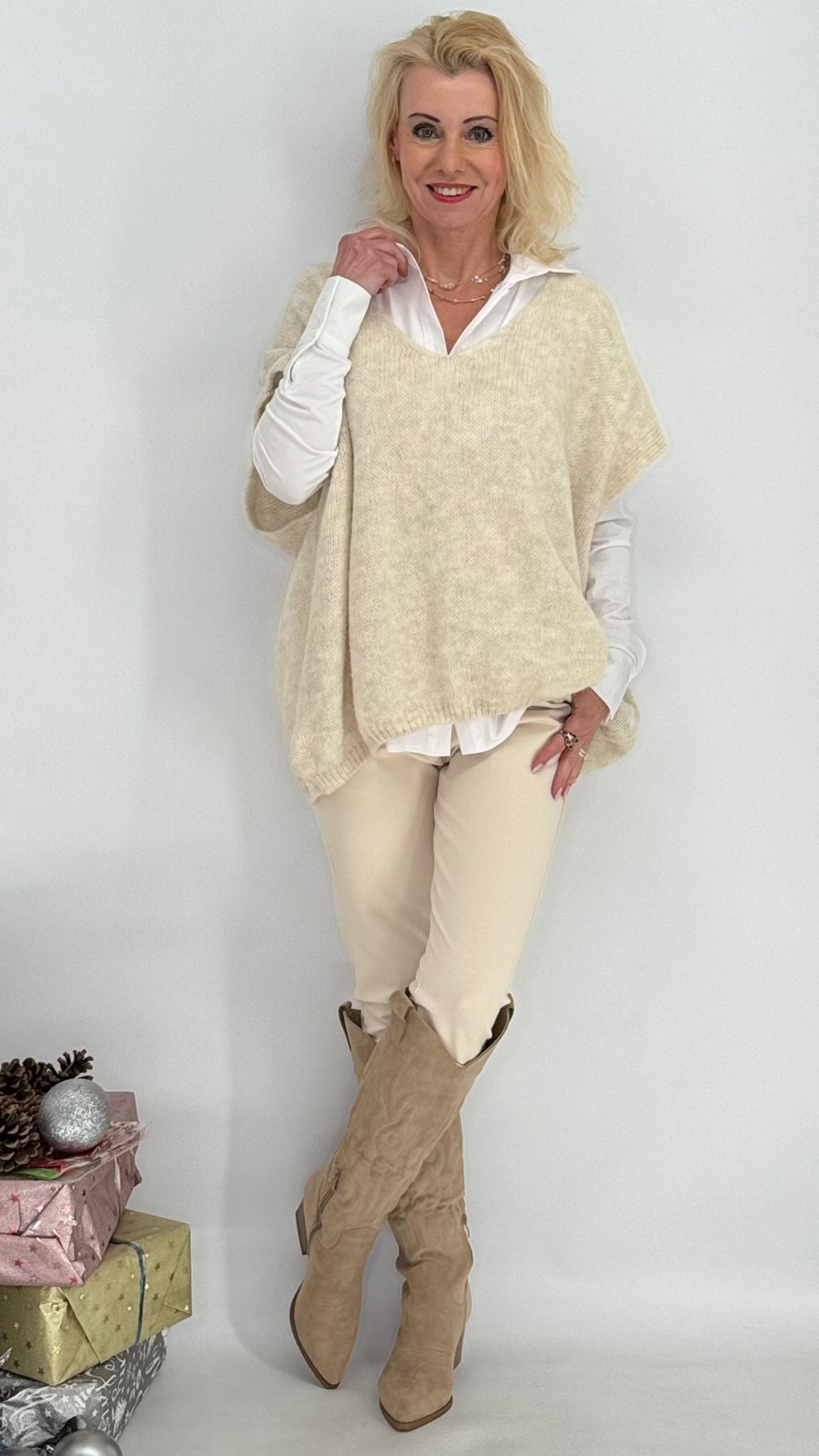 Pullunder aus Wolle, beige, blau, grau, schwarz