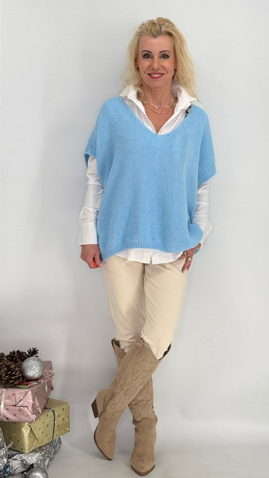 Pullunder aus Wolle, beige, blau, grau, schwarz