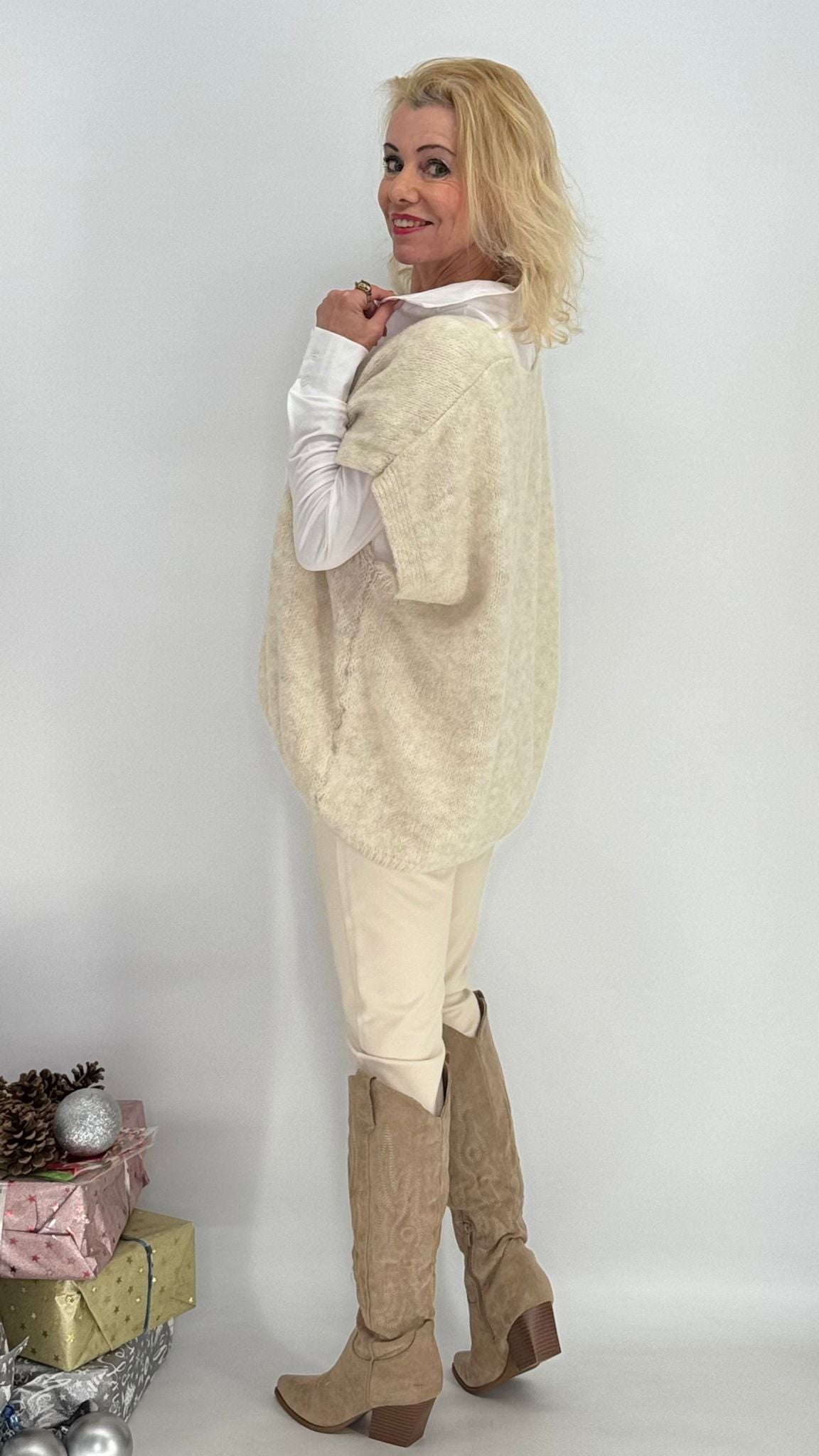 Pullunder aus Wolle, beige, blau, grau, schwarz