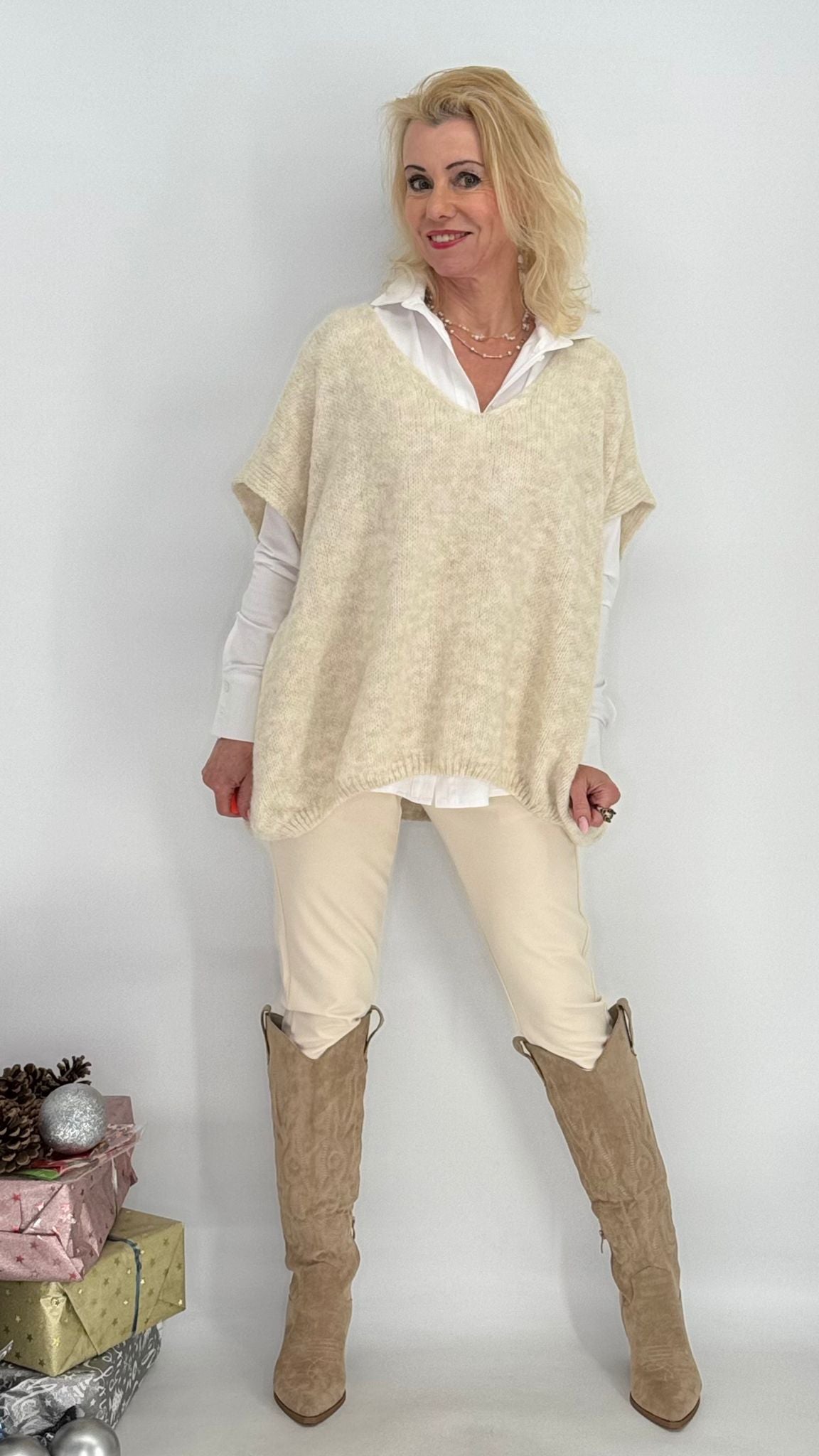 Pullunder aus Wolle, beige, blau, grau, schwarz