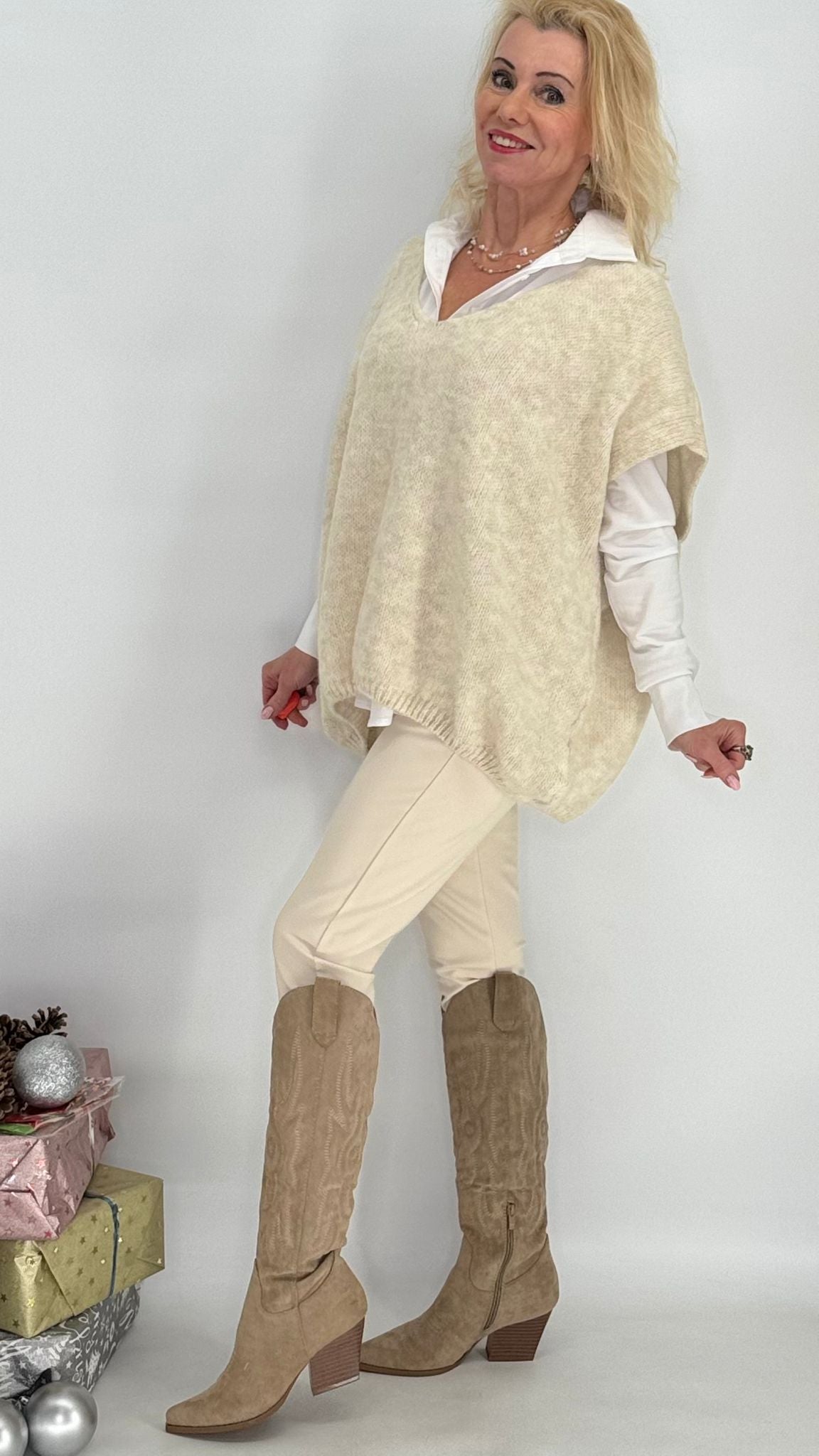 Pullunder aus Wolle, beige, blau, grau, schwarz