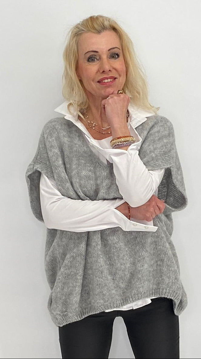 Pullunder aus Wolle, beige, blau, grau, schwarz