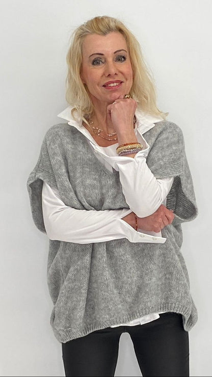 Pullunder aus Wolle, beige, blau, grau, schwarz