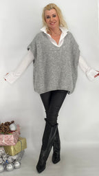 Pullunder aus Wolle, beige, blau, grau, schwarz