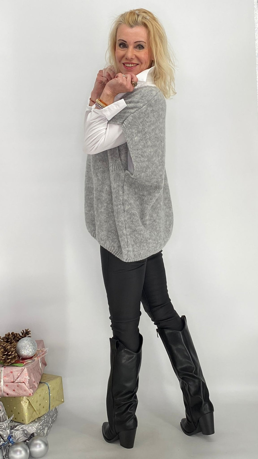 Pullunder aus Wolle, beige, blau, grau, schwarz