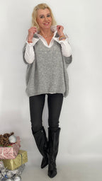 Pullunder aus Wolle, beige, blau, grau, schwarz