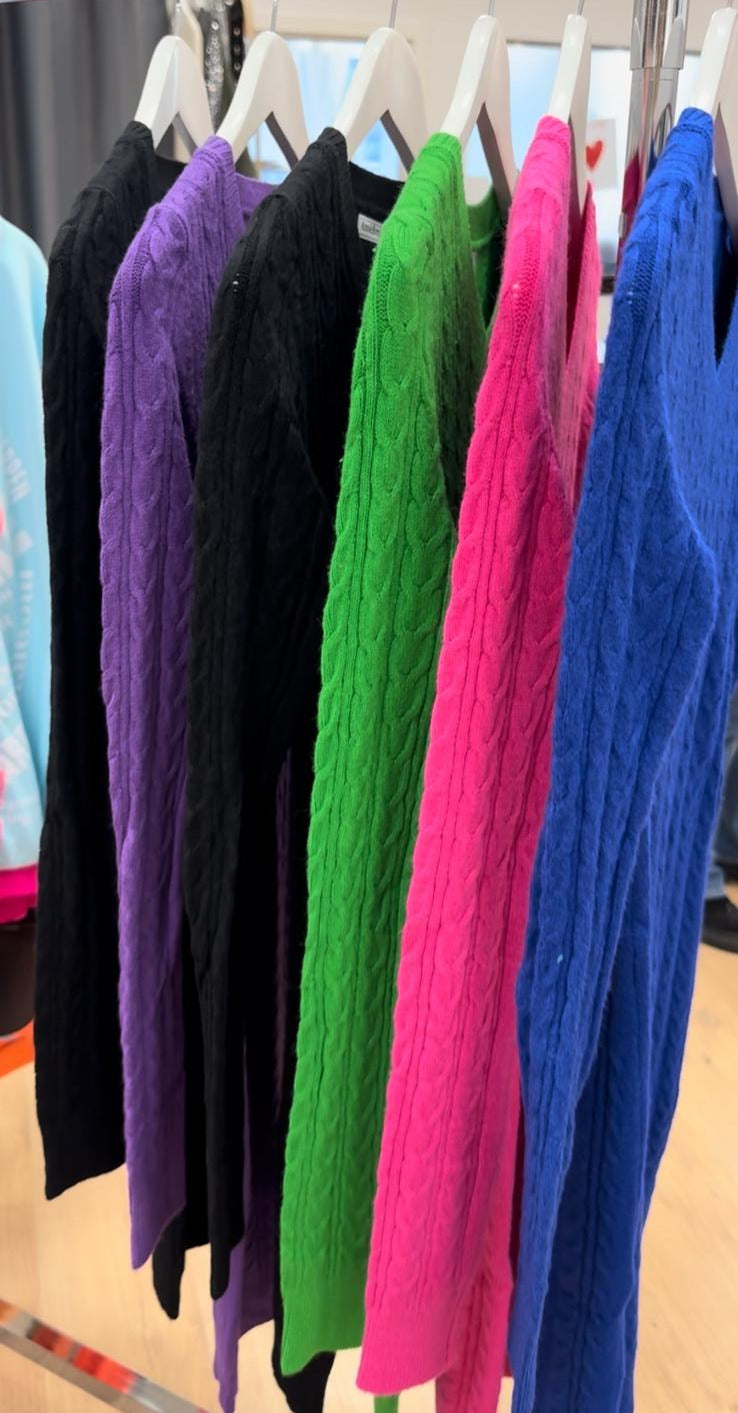 Strickkleid, beige, grün, blau, pink, schwarz, lila