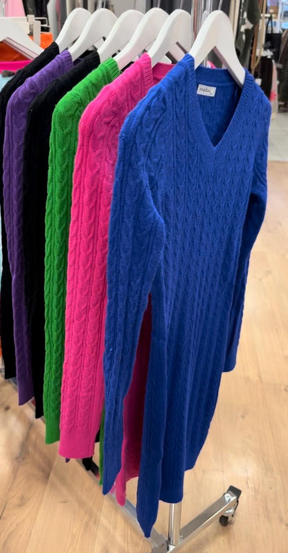 Strickkleid, beige, grün, blau, pink, schwarz, lila