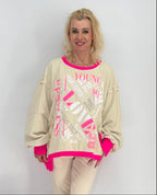 Sweatshirt "LOVE", blau, beige, weiß