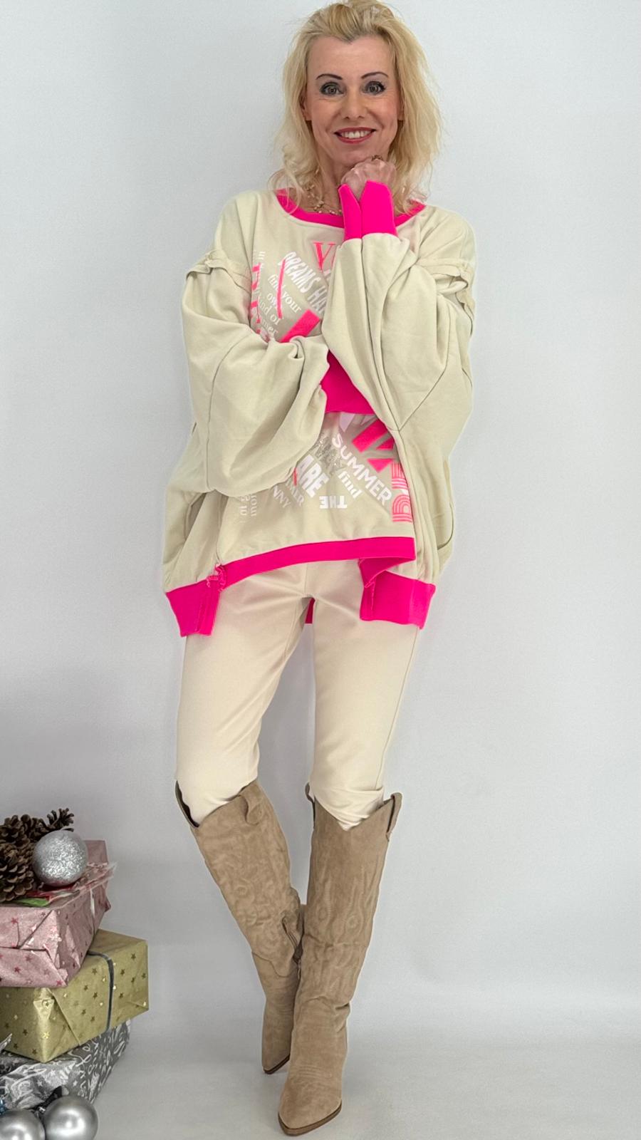 Sweatshirt "LOVE", blau, beige, weiß