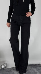 Jeans Strass Glitzer, schwarz