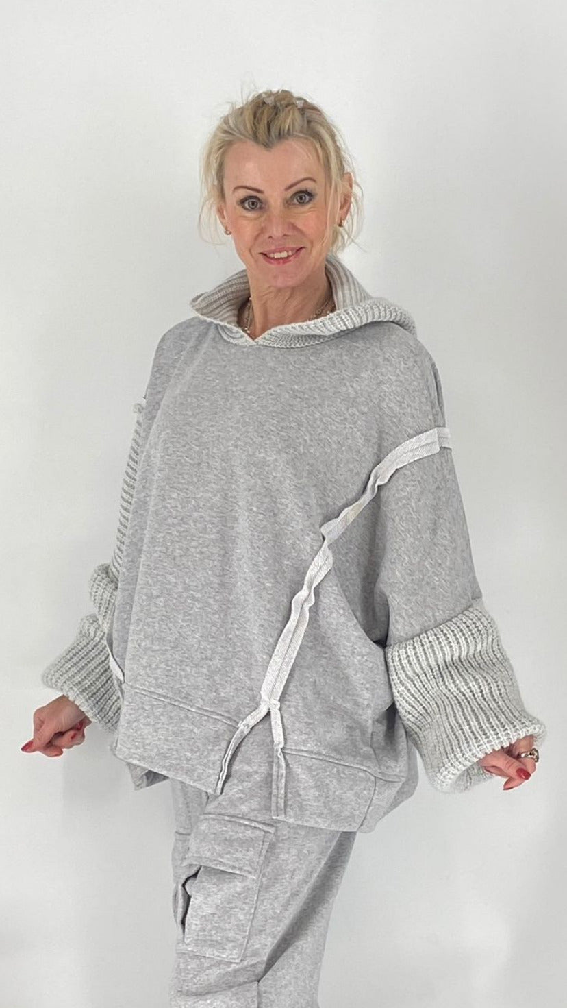 Sweatshirt mit Kapuze, hellgrau