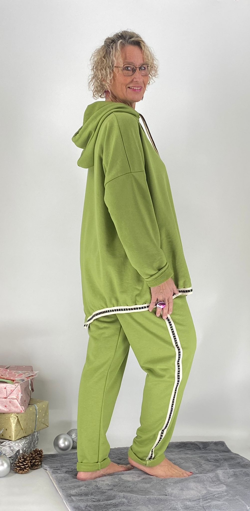 Sweatshirt mit Kapuze "MIN", apfelgrün