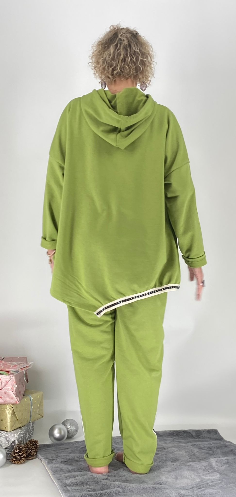 Sweatshirt mit Kapuze "MIN", apfelgrün