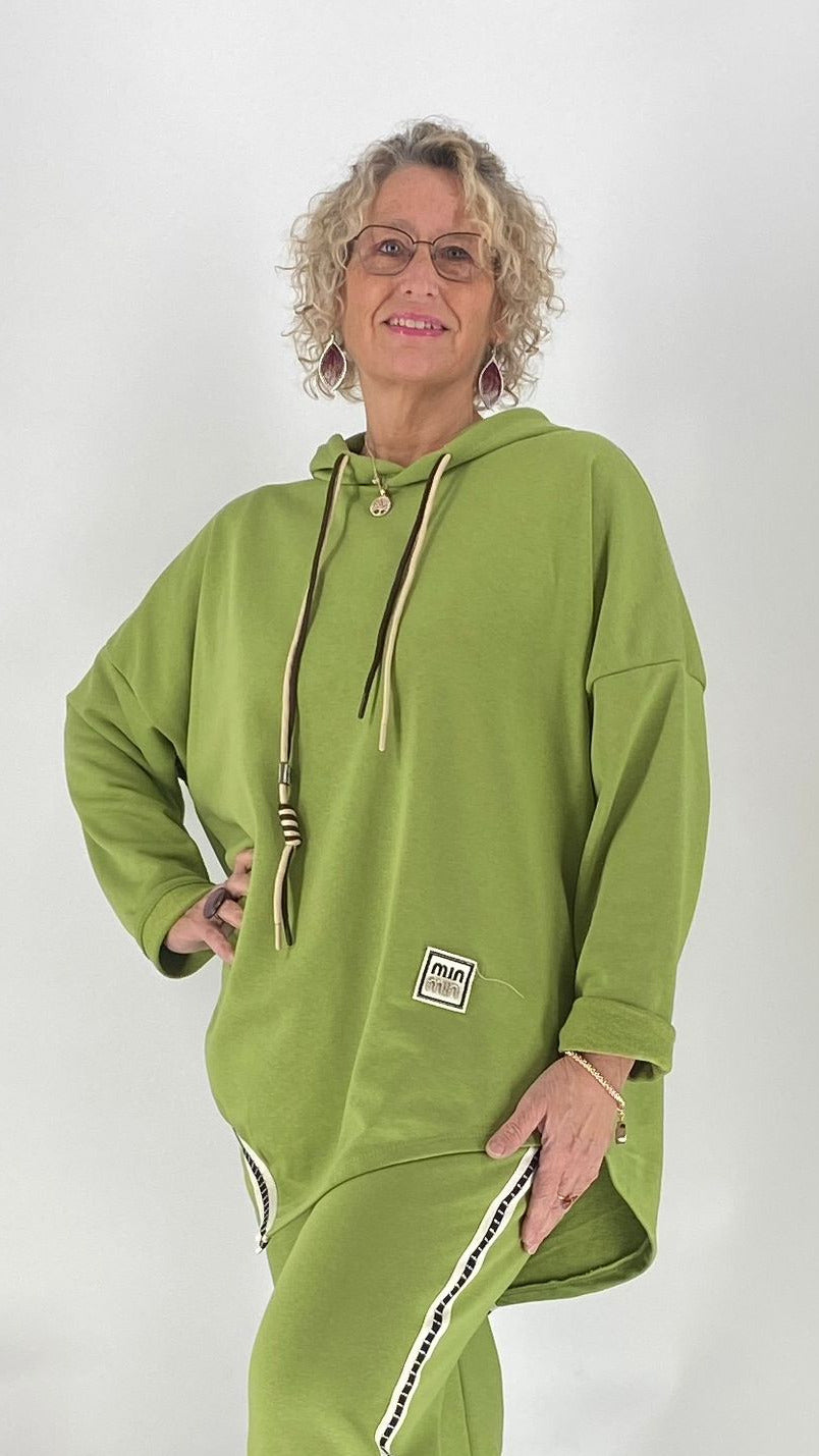 Sweatshirt mit Kapuze "MIN", apfelgrün