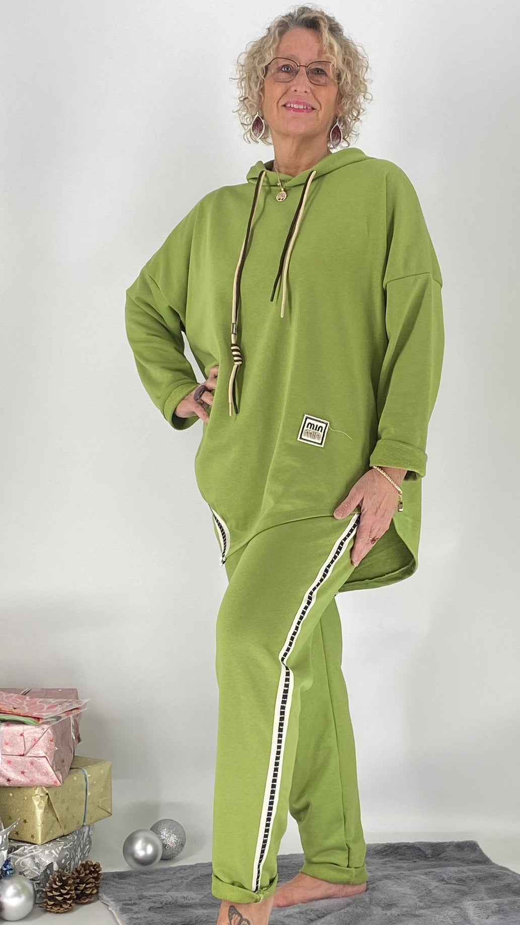 Hose "MIN", apfelgrün, schwarz