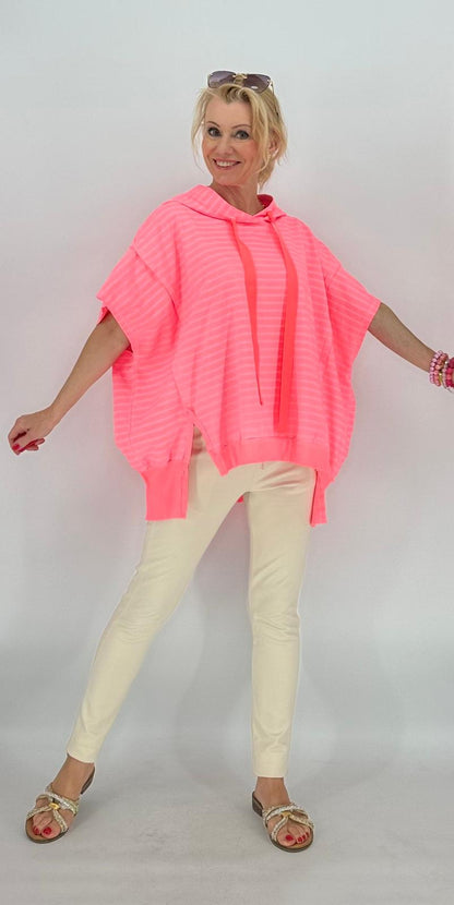 ESViViD Hoodie gestreift Neonrosa