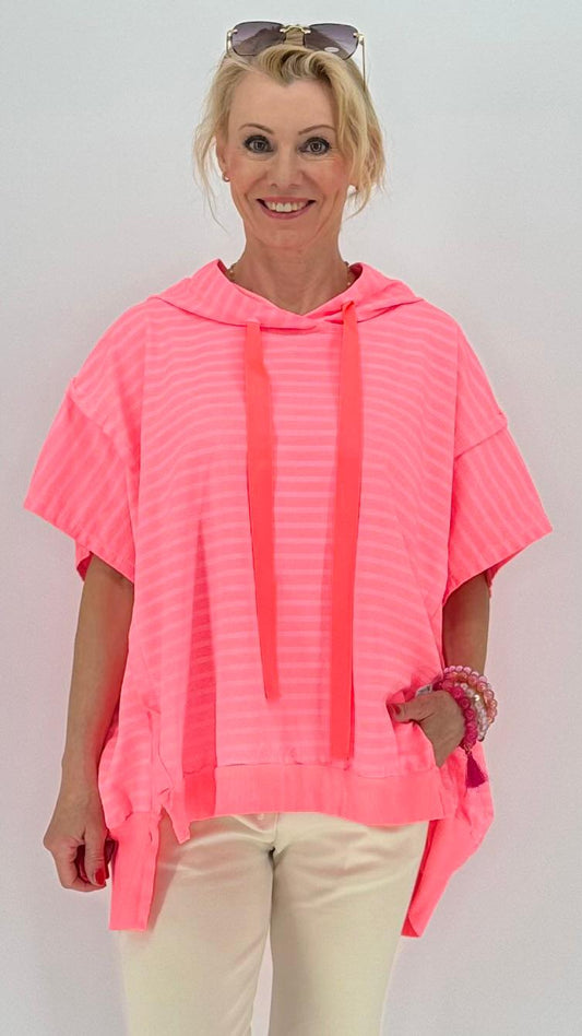 ESViViD Hoodie gestreift Neonrosa