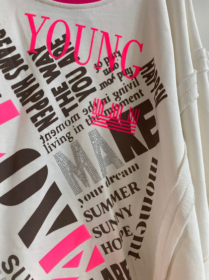 Sweatshirt "LOVE", blau, beige, weiß