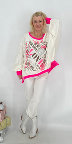 Sweatshirt "LOVE", blau, beige, weiß