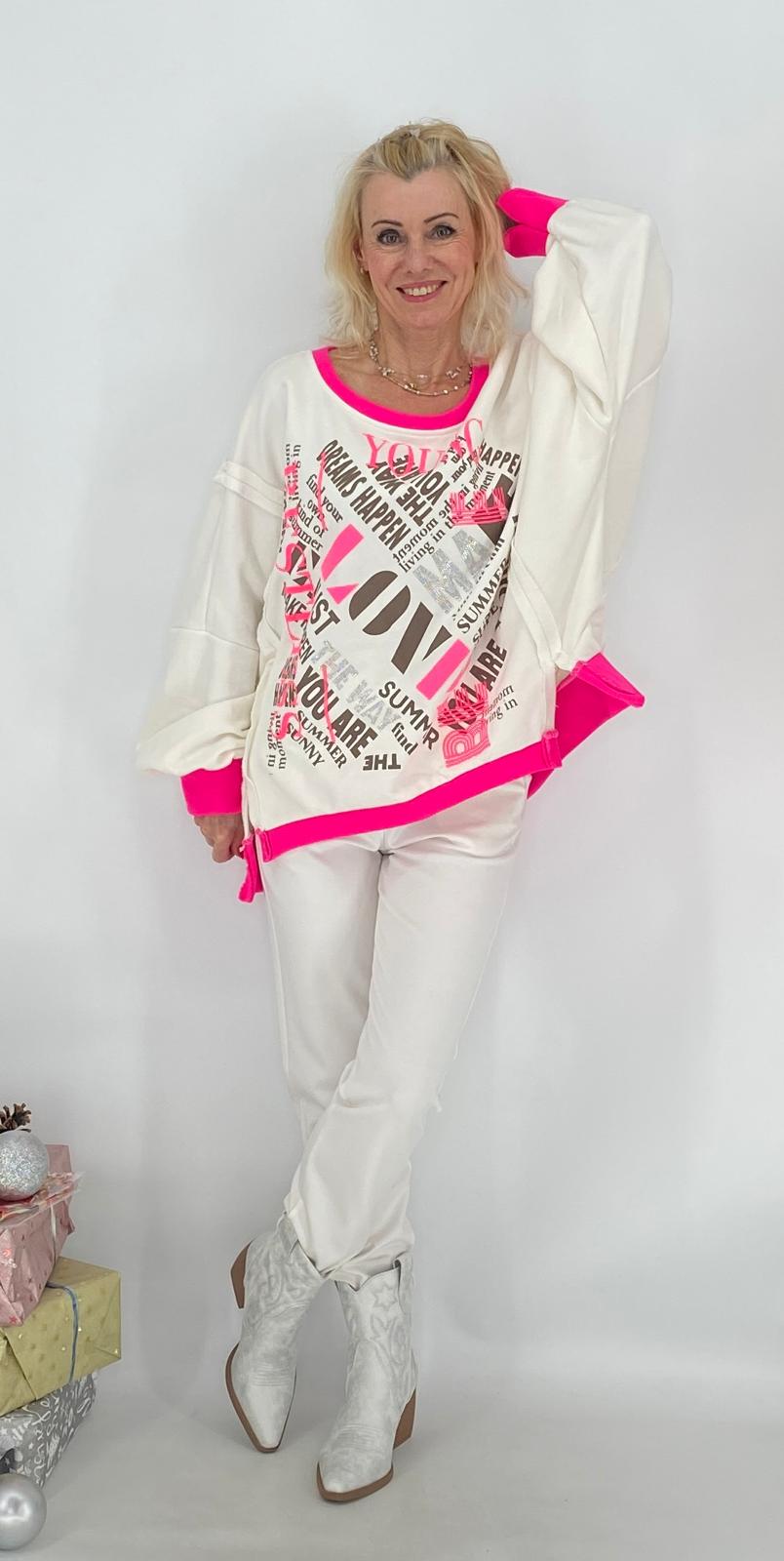 Sweatshirt "LOVE", blau, beige, weiß