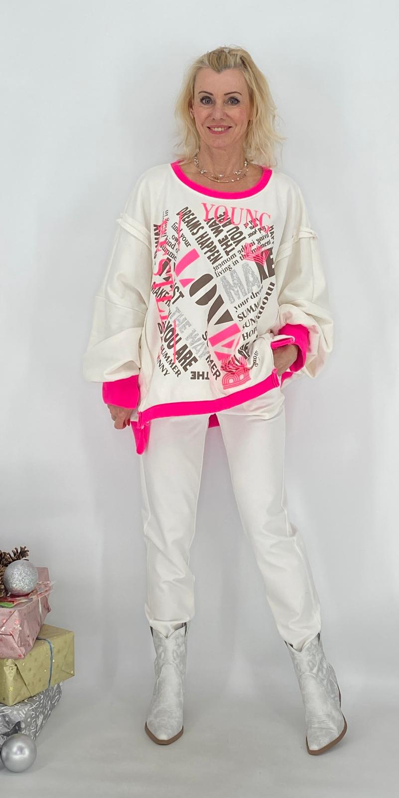 Sweatshirt "LOVE", blau, beige, weiß