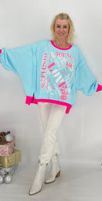 Sweatshirt "LOVE", blau, beige, weiß