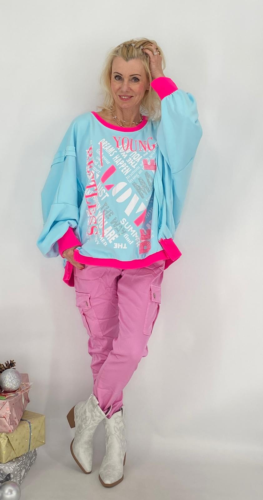 Sweatshirt "LOVE", blau, beige, weiß