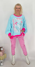 Sweatshirt "LOVE", blau, beige, weiß