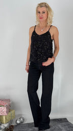 Jeans Strass Glitzer, schwarz