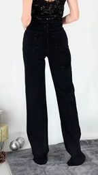 Jeans Strass Glitzer, schwarz