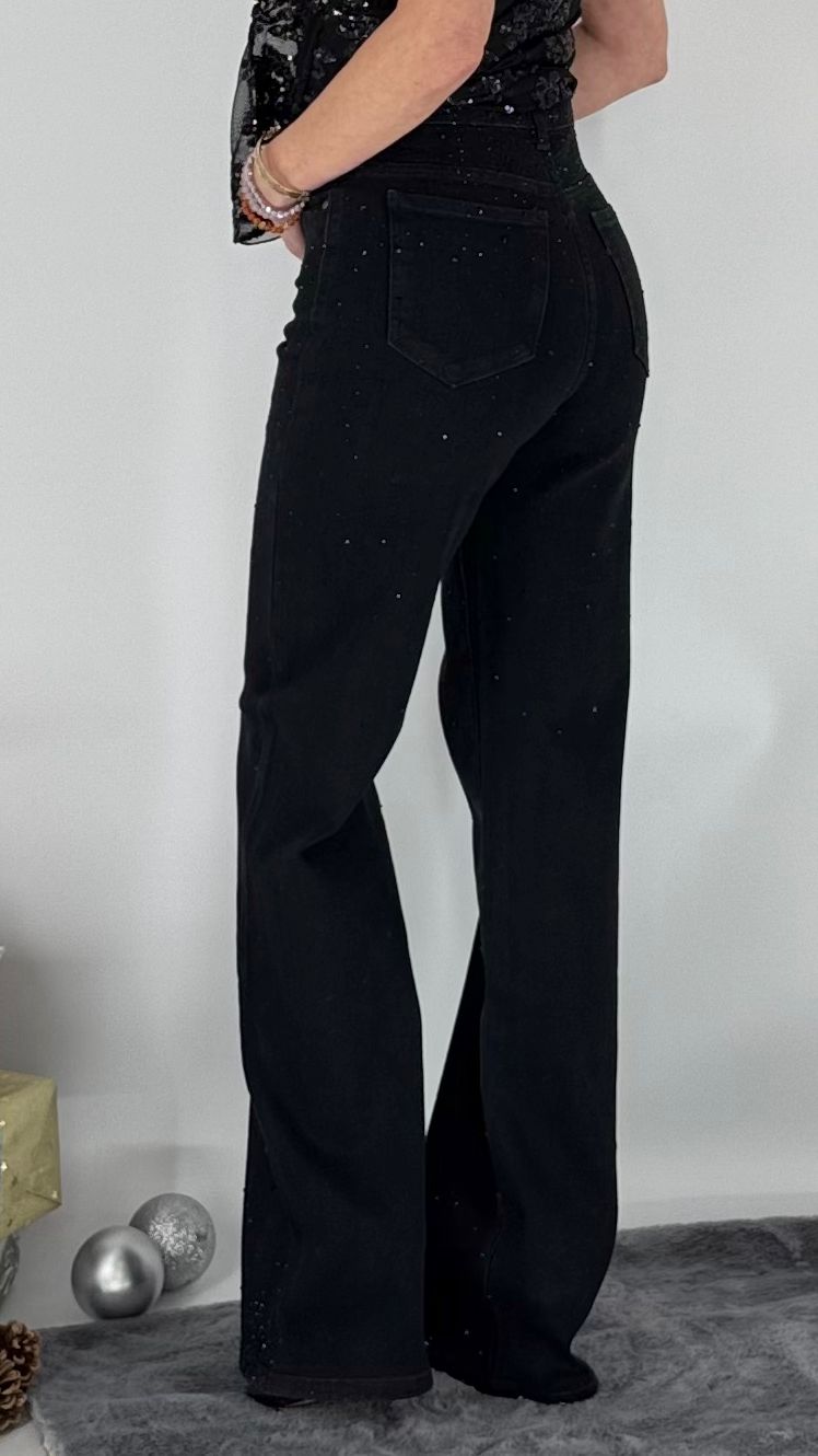 Jeans Strass Glitzer, schwarz