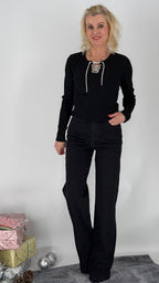 Jeans Strass Glitzer, schwarz