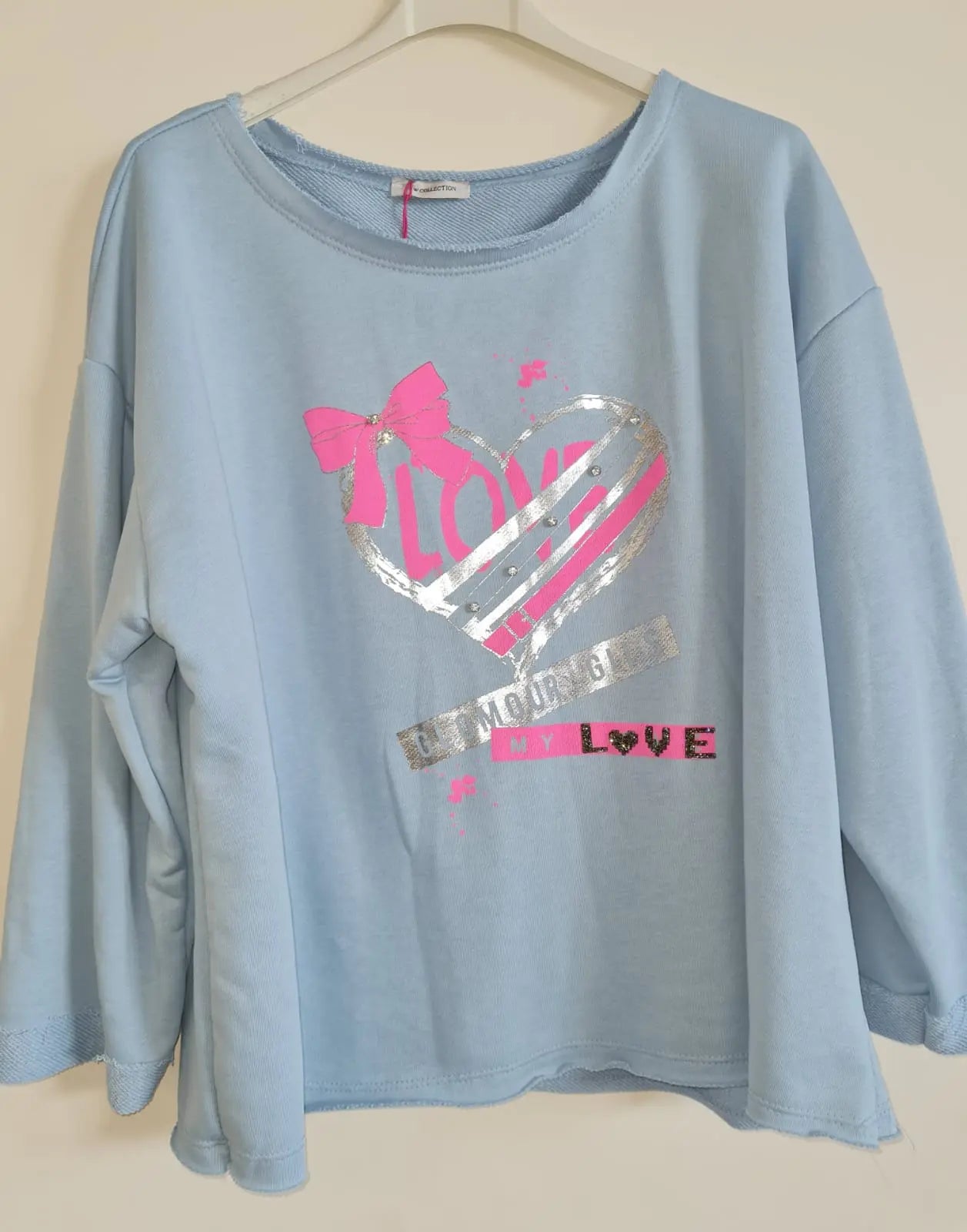 Sweatshirt "Glomour", weiss, pink, rosa, blau - By Elena FashionBy Elena Fashion