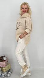 Sweatshirt "SELF" mit Kapuze, orange, grün, beige